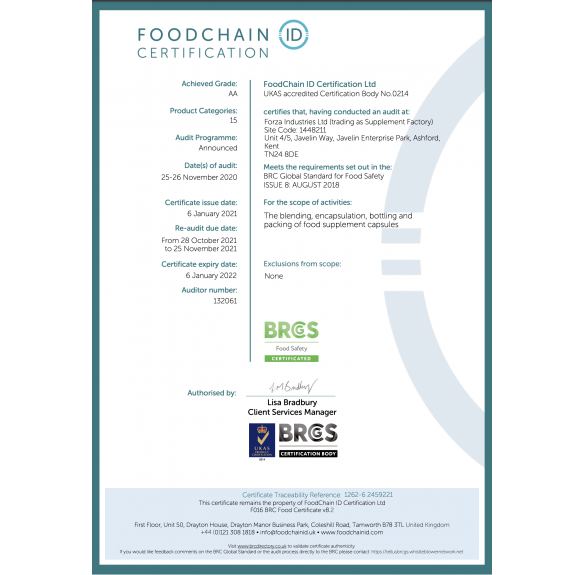 Supplement Manufacturer ISO14001 certificate